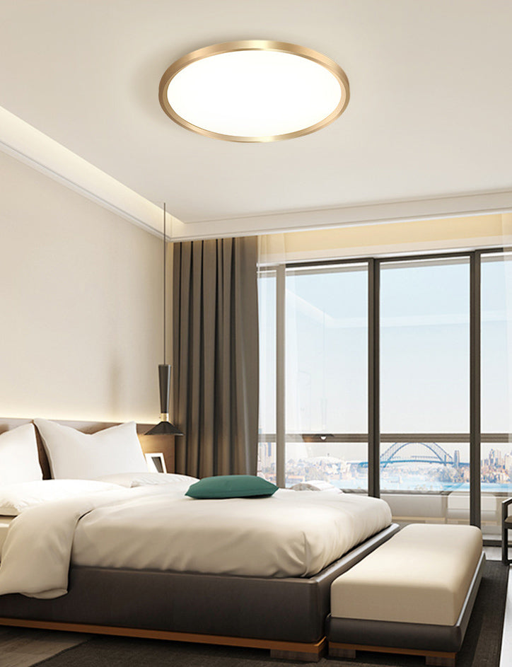 LED Bedroom Flush Ceiling Light Fixture Modern Gold Flush Ceiling Light with Circle Metal Shade