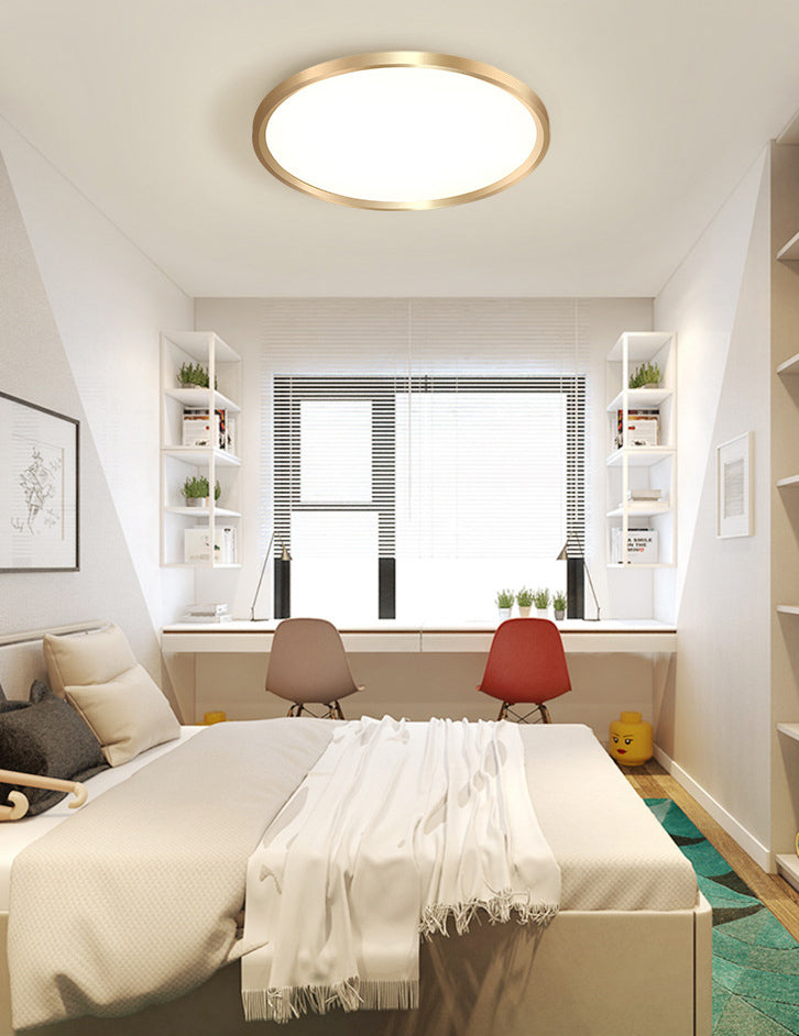 LED Bedroom Flush Ceiling Light Fixture Modern Gold Flush Ceiling Light with Circle Metal Shade