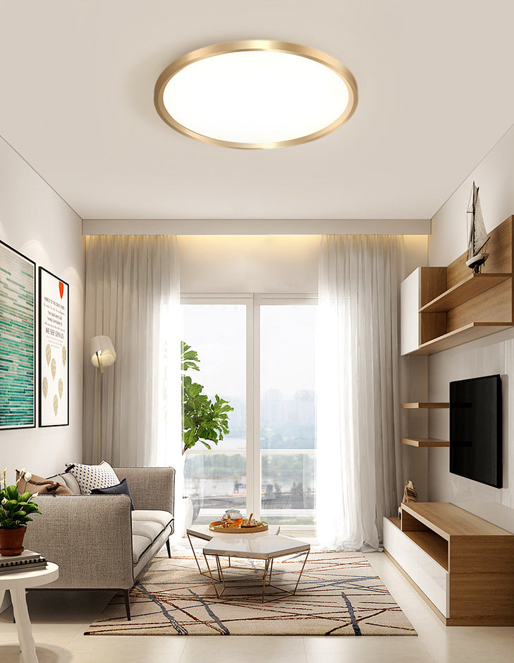 LED Bedroom Flush Ceiling Light Fixture Modern Gold Flush Ceiling Light with Circle Metal Shade
