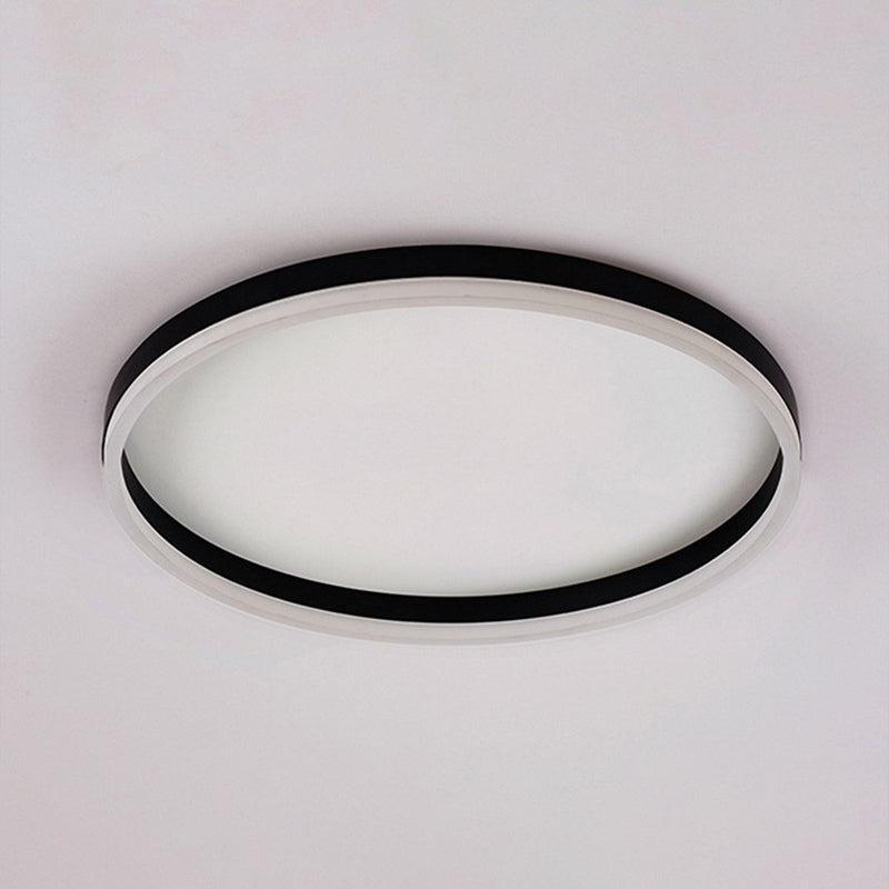 Minimalist LED Flush Mount Ceiling Light Black Circle Flush Ceiling Light Fixture with Metal Shade