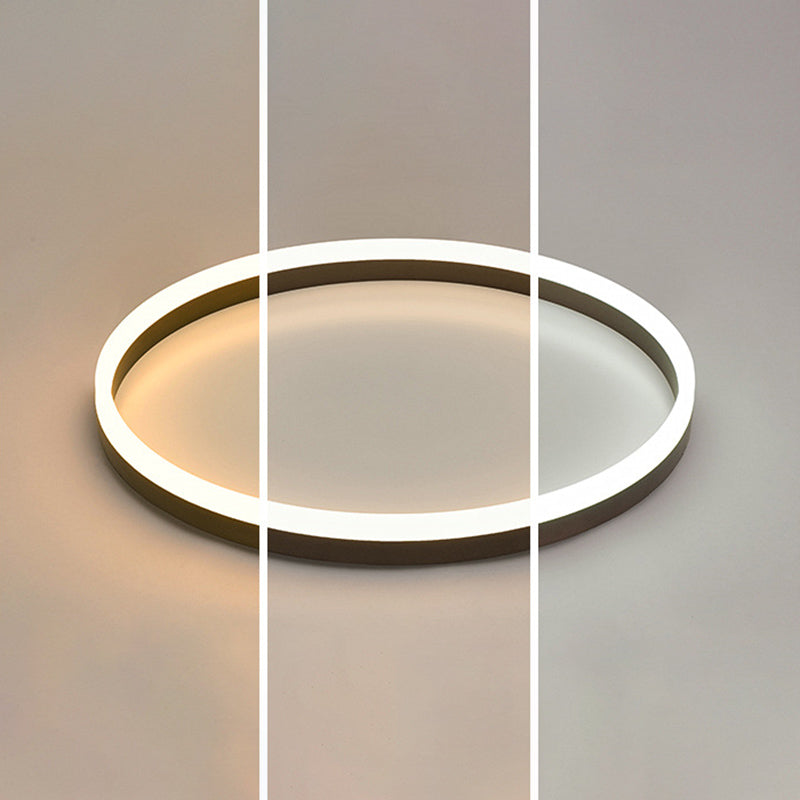 Minimalist LED Flush Mount Ceiling Light Black Circle Flush Ceiling Light Fixture with Metal Shade