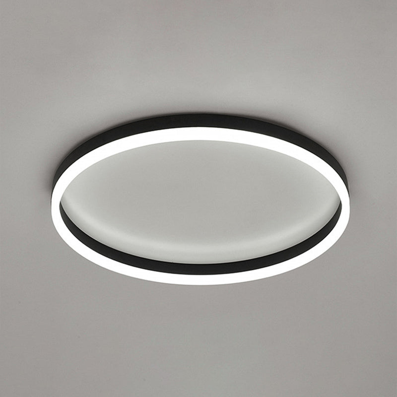 Minimalist LED Flush Mount Ceiling Light Black Circle Flush Ceiling Light Fixture with Metal Shade