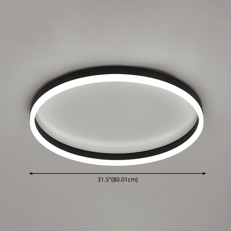 Minimalist LED Flush Mount Ceiling Light Black Circle Flush Ceiling Light Fixture with Metal Shade
