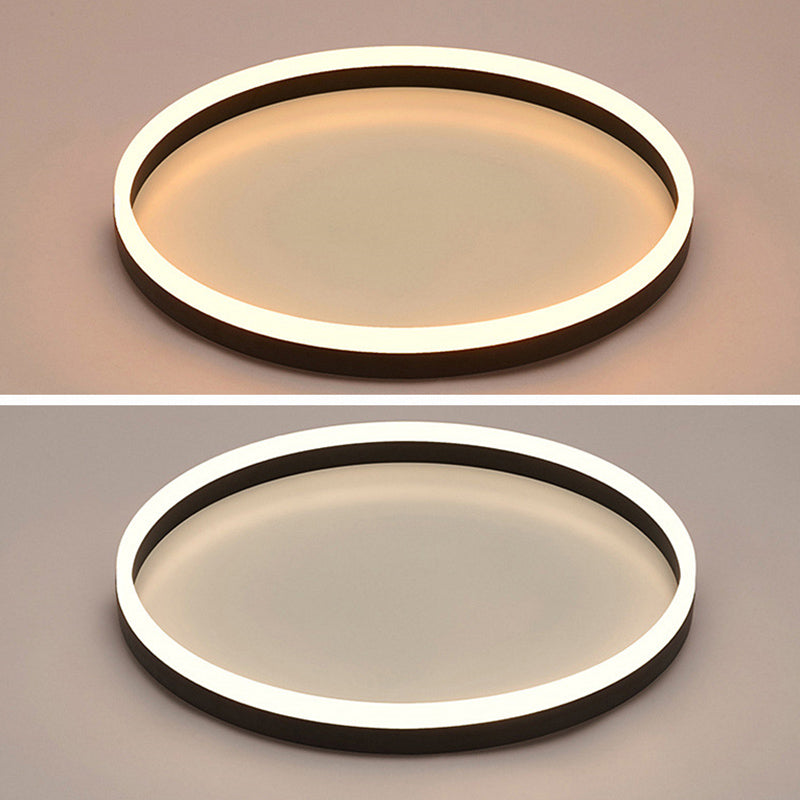 Minimalist LED Flush Mount Ceiling Light Black Circle Flush Ceiling Light Fixture with Metal Shade