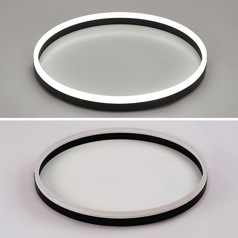 Minimalist LED Flush Mount Ceiling Light Black Circle Flush Ceiling Light Fixture with Metal Shade