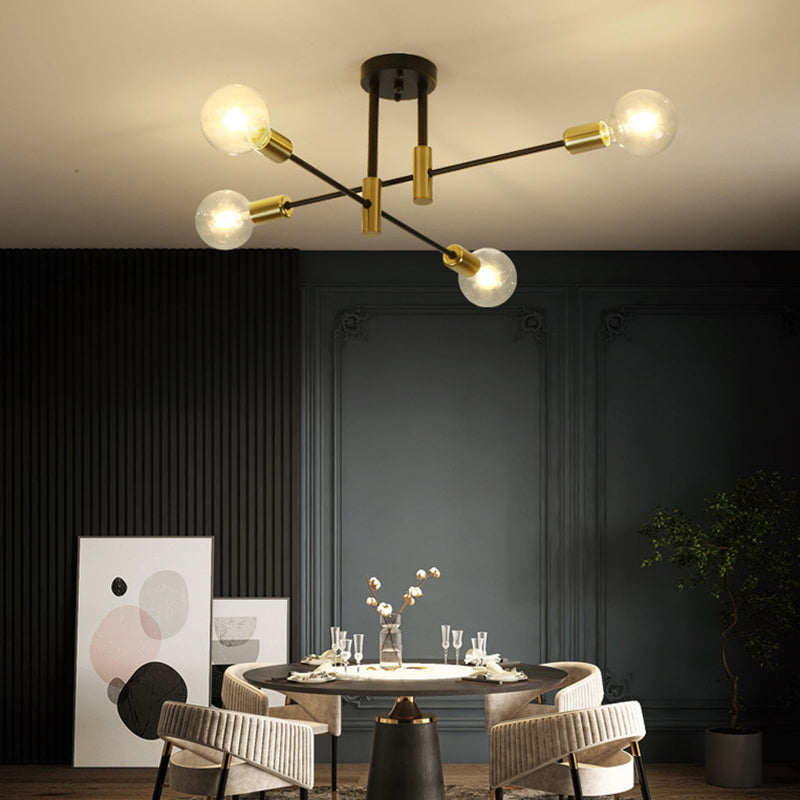 Zwart metalen hangende kroonluchter licht modern glazen schaduw plafond kroonluchter voor woonkamer