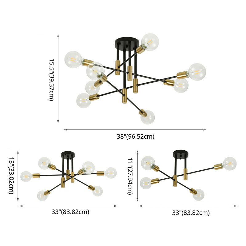 Zwart metalen hangende kroonluchter licht modern glazen schaduw plafond kroonluchter voor woonkamer