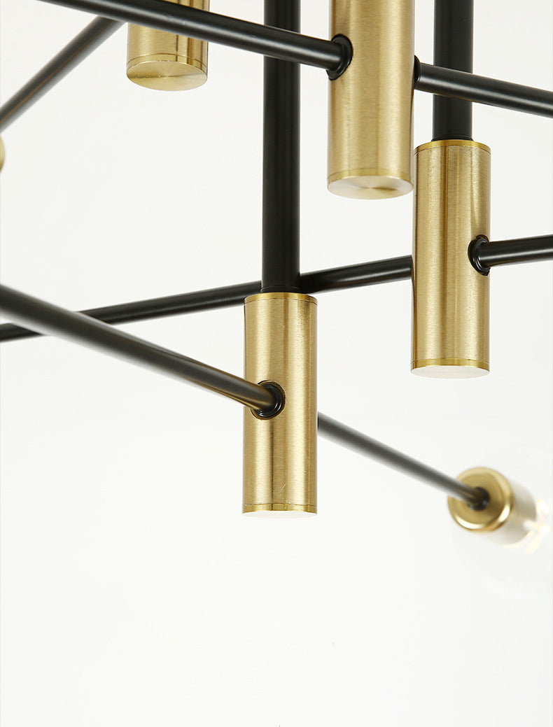 Zwart metalen hangende kroonluchter licht modern glazen schaduw plafond kroonluchter voor woonkamer