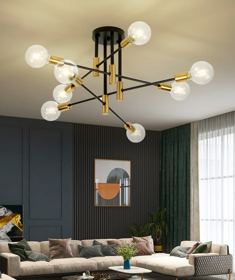 Zwart metalen hangende kroonluchter licht modern glazen schaduw plafond kroonluchter voor woonkamer