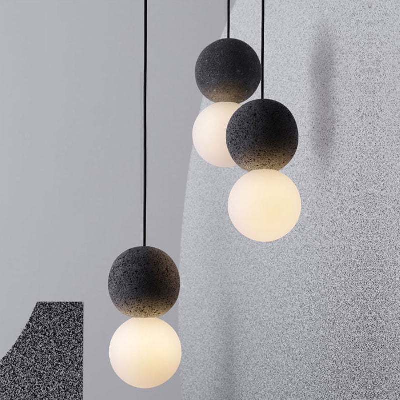 Forma sferica 1 lampada a sospensione leggera moderna lampada sospesa in cemento per soggiorno