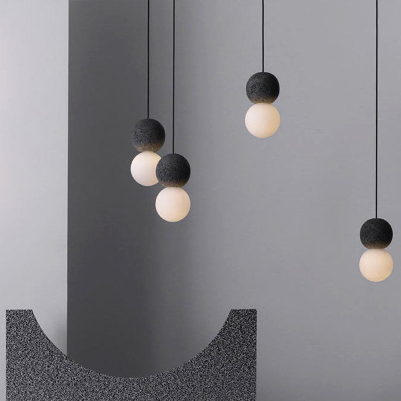 Forma sferica 1 lampada a sospensione leggera moderna lampada sospesa in cemento per soggiorno