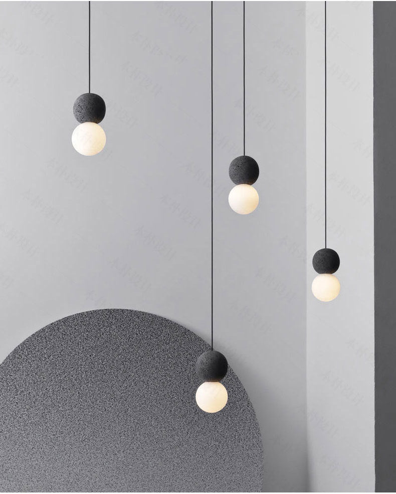 Forma sferica 1 lampada a sospensione leggera moderna lampada sospesa in cemento per soggiorno