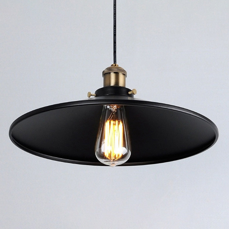 Black 1 Light Pendant Light Industrial Retro Tapered Shade Metal Hanging Lamp for Dining Room