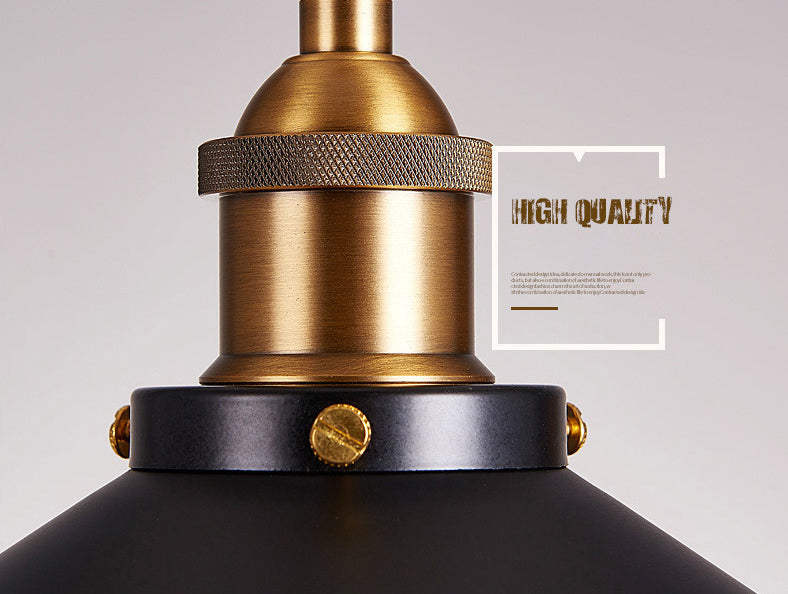 Black 1 Light Pendant Light Industrial Retro Tapered Shade Metal Hanging Lamp for Dining Room