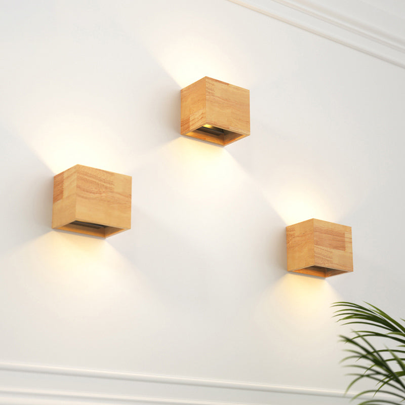 Geometric Wall Light Fixture Minimalist Style Wood Wall Lamp