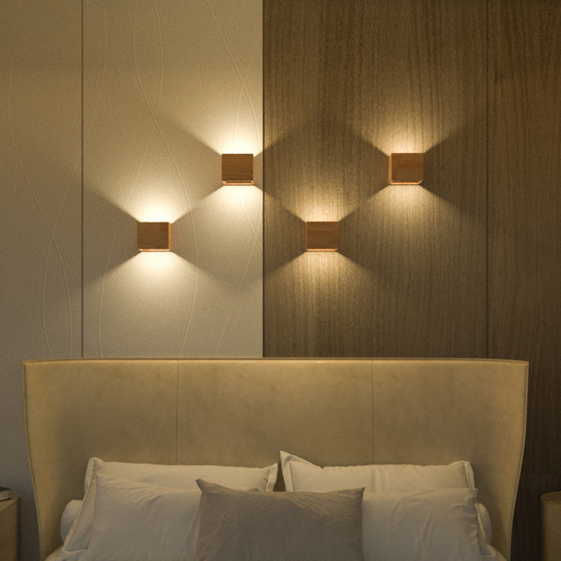 Geometric Wall Light Fixture Minimalist Style Wood Wall Lamp