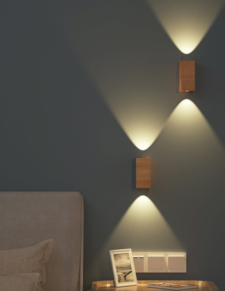 Geometric Wall Light Fixture Minimalist Style Wood Wall Lamp