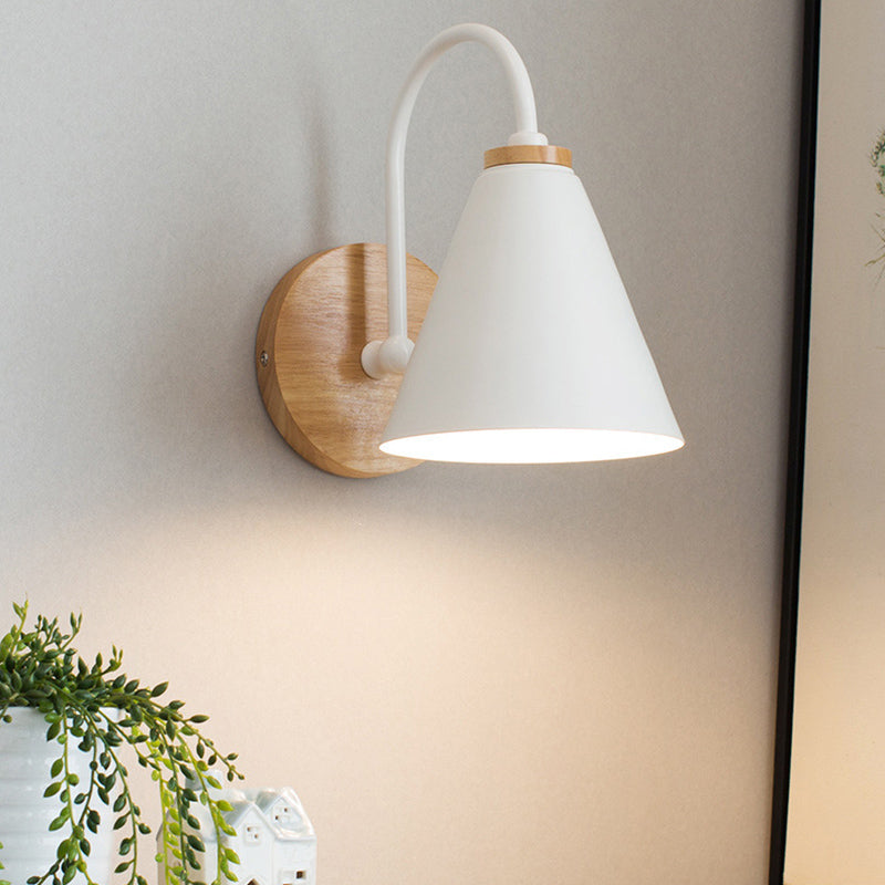Contemporary Cone Wall Mounted Lighting Wood Wall Mount Lamp for Living Room
