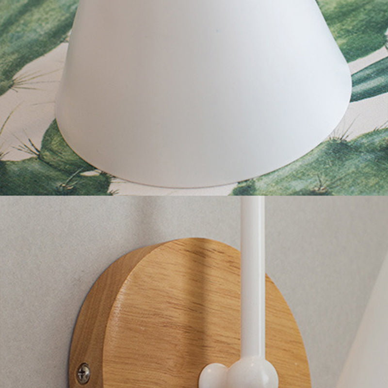 Contemporary Cone Wall Mounted Lighting Wood Wall Mount Lamp for Living Room