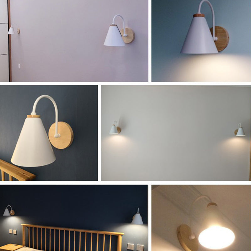 Contemporary Cone Wall Mounted Lighting Wood Wall Mount Lamp for Living Room
