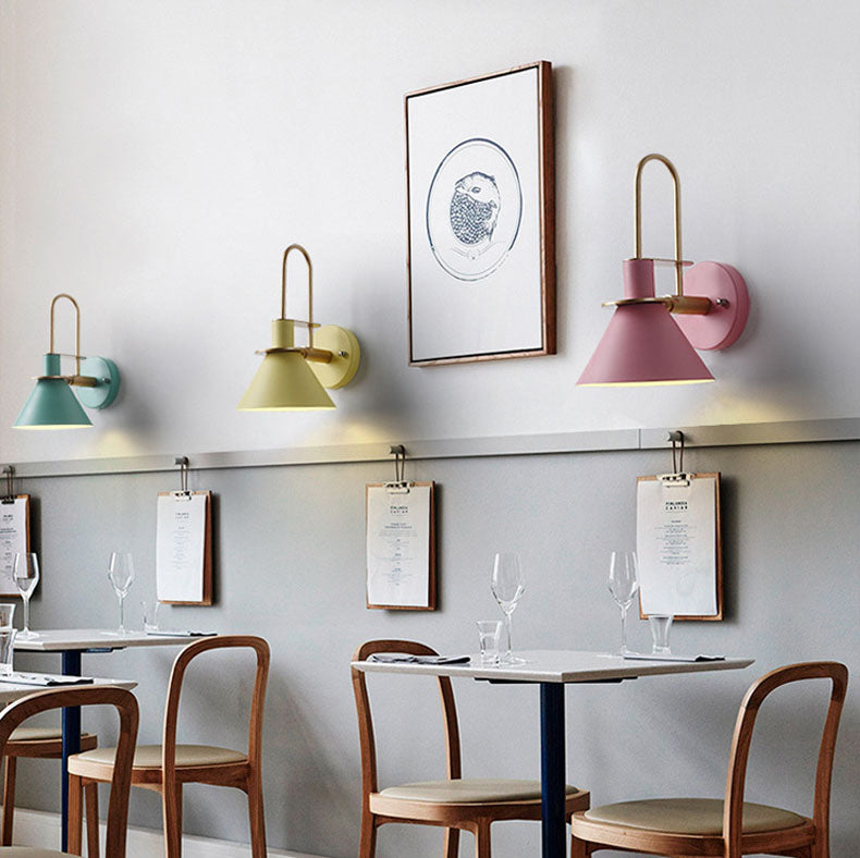 Shaded Wall Light Sconce Nordic Minimalist Style Metal 1 Light Sconces