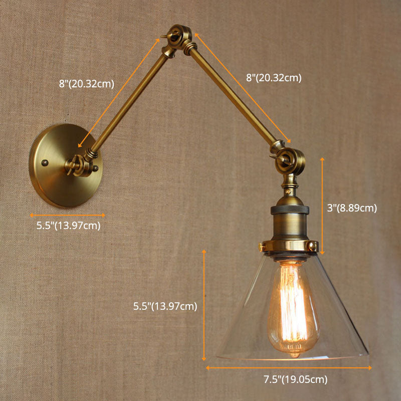 Kegelglas Wandleuchte Leuchten amerikanische Industriestil 1 Lichtwandlampe