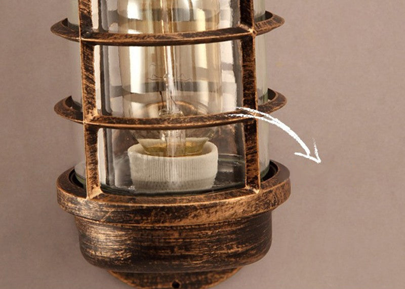 Sconce di luce da parete in metallo ombreggiato in stile industriale americano 1 flioncini leggeri