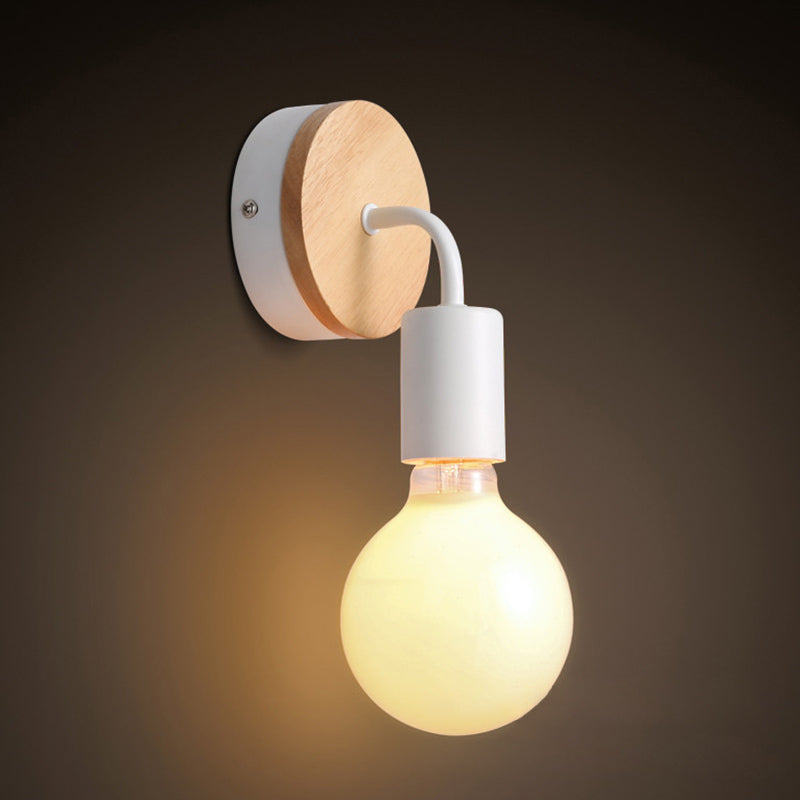Modern Round Wall Sconce Lights Wood Wall Sconce Lighting for Bedroom