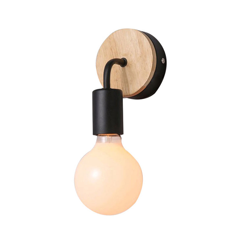Modern Round Wall Sconce Lights Wood Wall Sconce Lighting for Bedroom