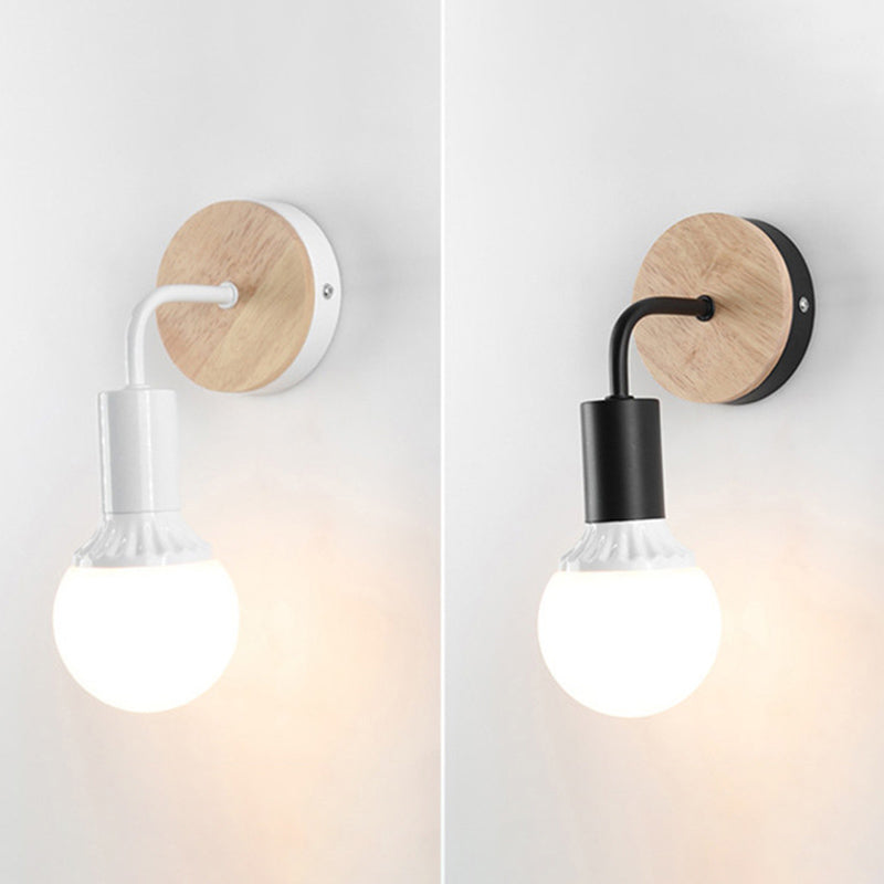 Modern Round Wall Sconce Lights Wood Wall Sconce Lighting for Bedroom