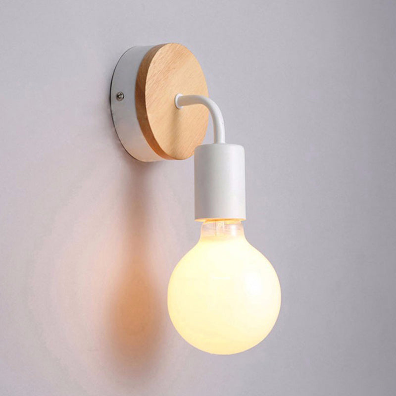 Modern Round Wall Sconce Lights Wood Wall Sconce Lighting for Bedroom