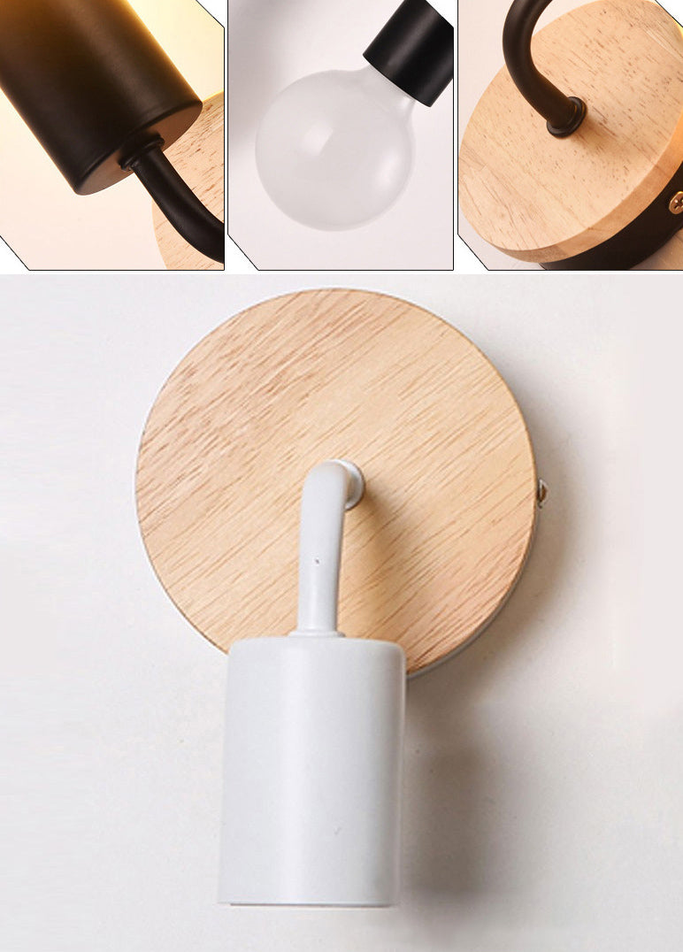 Modern Round Wall Sconce Lights Wood Wall Sconce Lighting for Bedroom