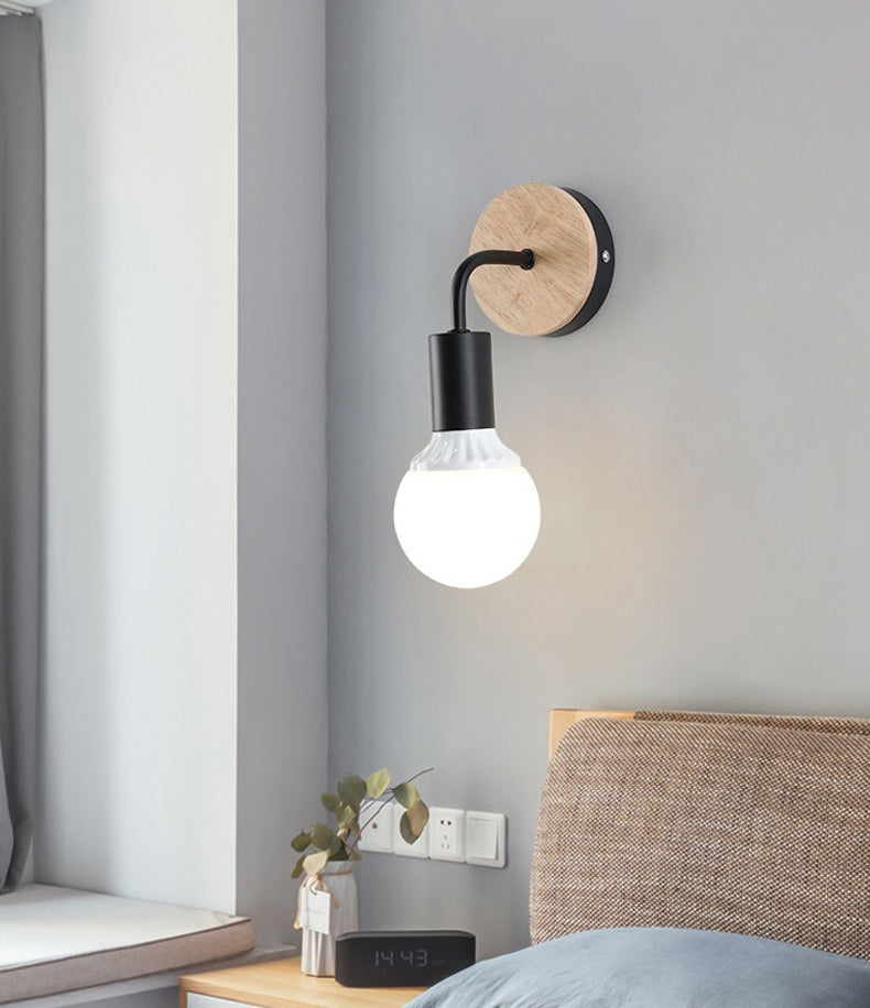 Modern Round Wall Sconce Lights Wood Wall Sconce Lighting for Bedroom