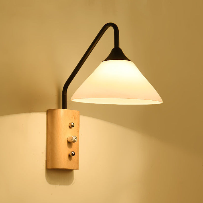 Modern Simplicity Cone Wall Lamps Opal Glass Wall Lighting Fixtures for Restaurant