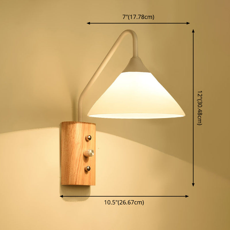 Modern Simplicity Cone Wall Lamps Opal Glass Wall Lighting Fixtures for Restaurant
