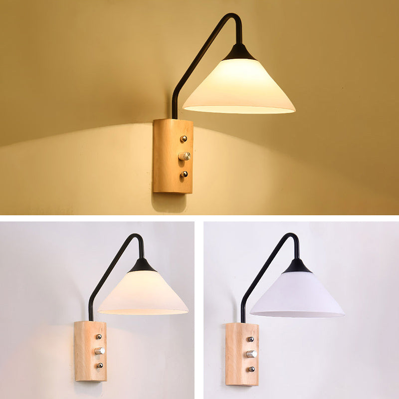 Modern Simplicity Cone Wall Lamps Opal Glass Wall Lighting Fixtures for Restaurant