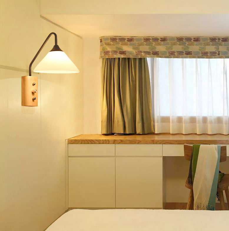 Modern Simplicity Cone Wall Lamps Opal Glass Wall Lighting Fixtures for Restaurant