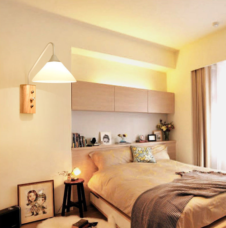 Modern Simplicity Cone Wall Lamps Opal Glass Wall Lighting Fixtures for Restaurant