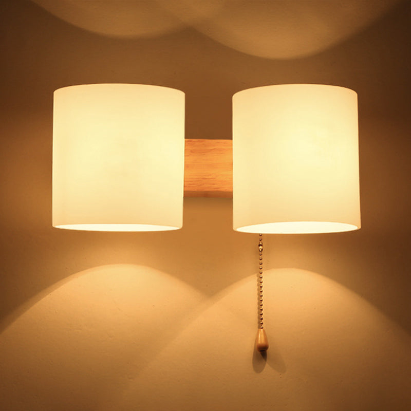 Cylinder Wall Mounted Lamp Modern Simplicity Milk Glass Wall Mount Lamp for Living Room