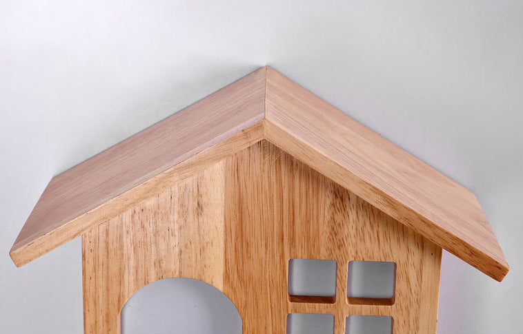 House Shape Wall Mounted Lamps Modern Simplicity Wood Wall Sconce for Living Room