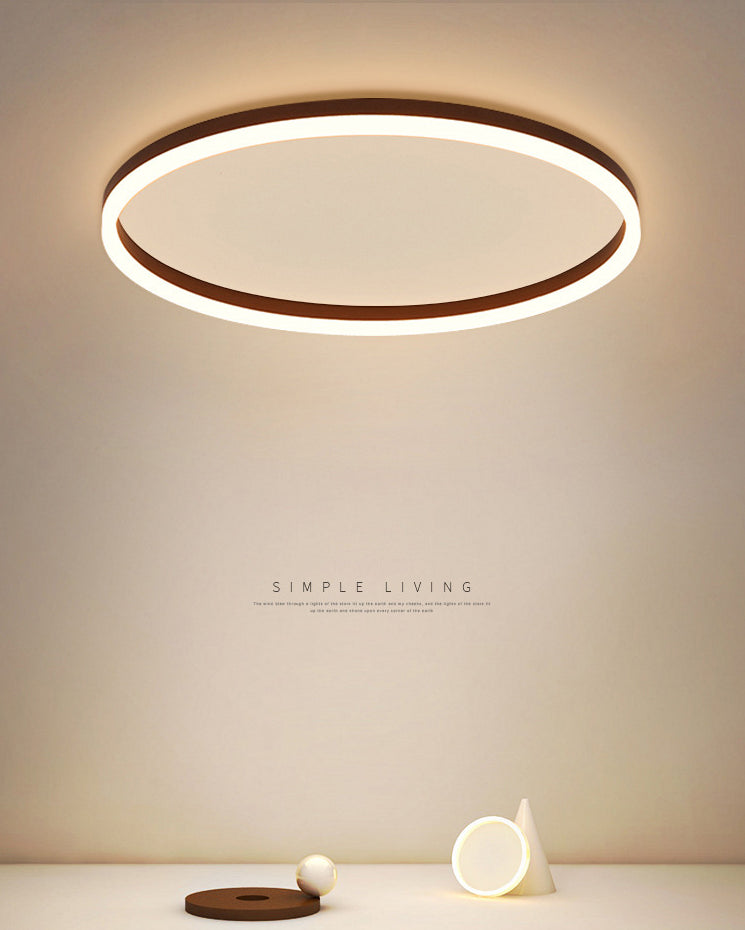 Minimalist LED Flush Mount Ceiling Light Black Circle Flush Ceiling Light Fixture with Metal Shade