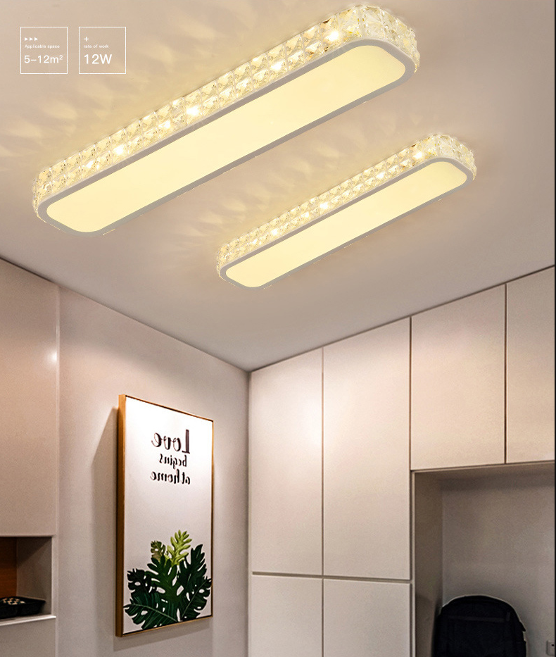 Lampe encastrée oblongue en cristal simplicité LED luminaire de plafond pour couloir