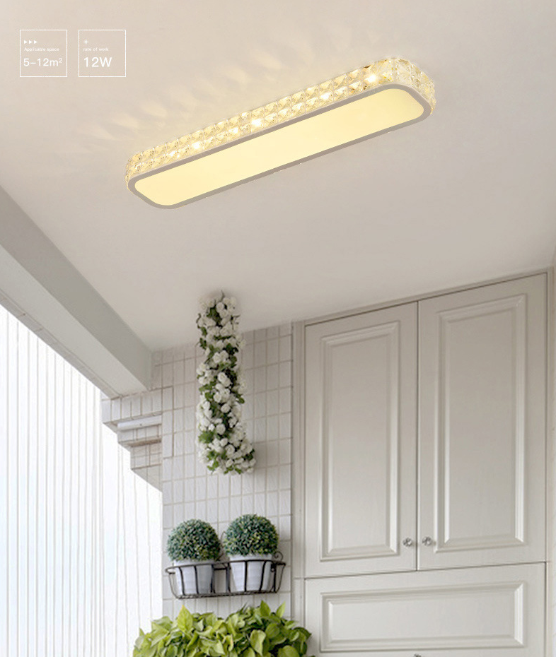 Lampe encastrée oblongue en cristal simplicité LED luminaire de plafond pour couloir