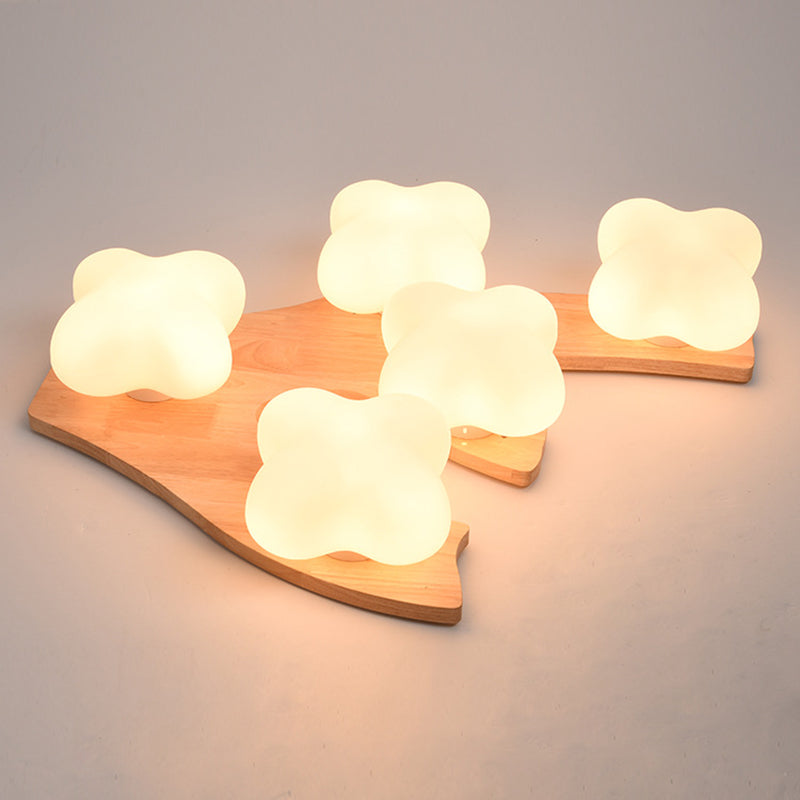 Creatieve houten inbouwplafondlamp van matglas, plafondmontage voor woonkamer