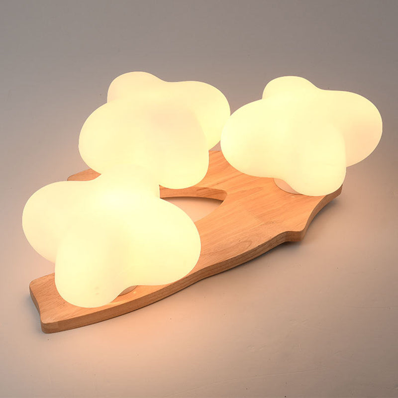 Creatieve houten inbouwplafondlamp van matglas, plafondmontage voor woonkamer