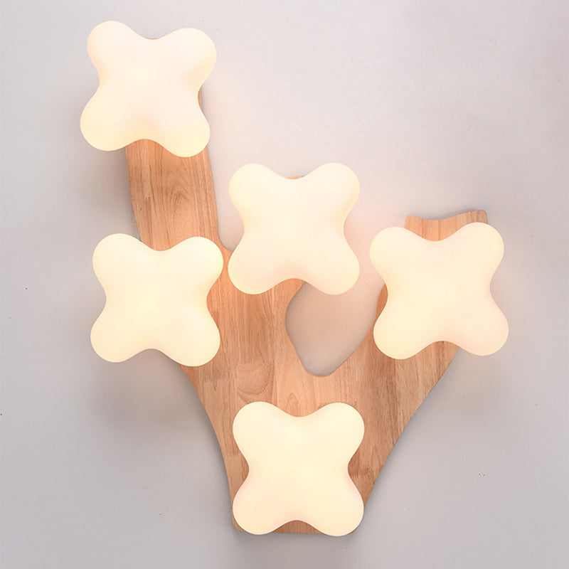 Creatieve houten inbouwplafondlamp van matglas, plafondmontage voor woonkamer