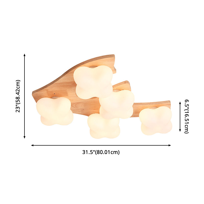 Creatieve houten inbouwplafondlamp van matglas, plafondmontage voor woonkamer