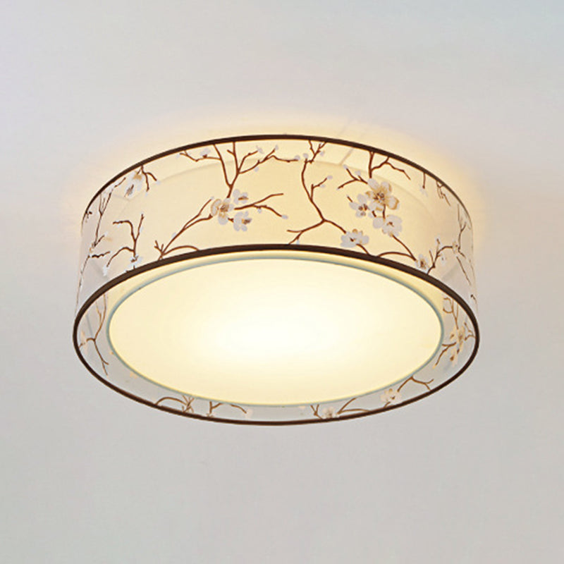 Stampato Tessuto Shade Flush Montaggio Country Style Camera Soffitta Flush Light con Acrylic Diffuser