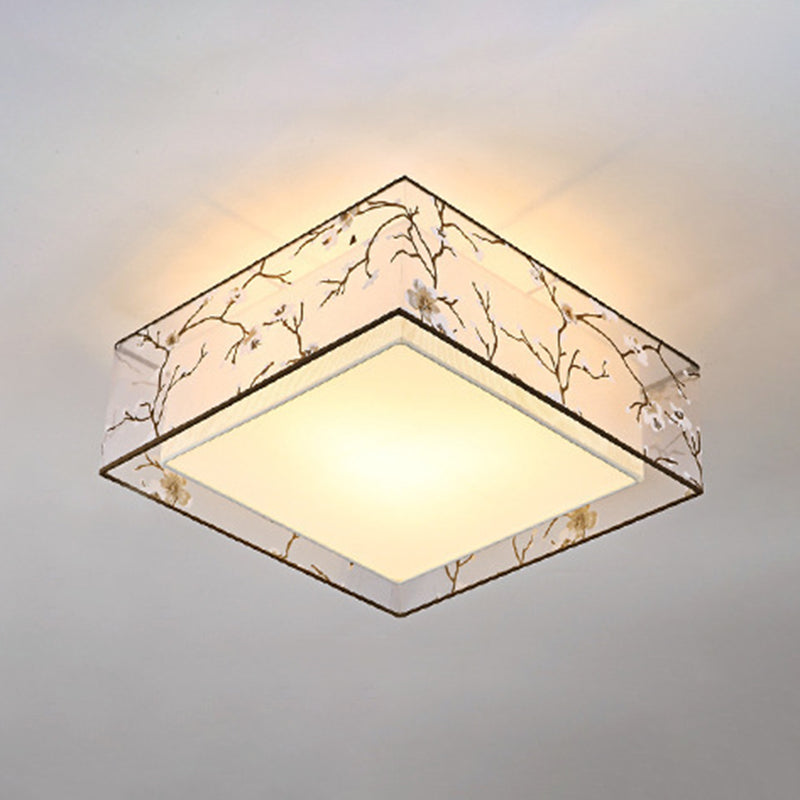 Stampato Tessuto Shade Flush Montaggio Country Style Camera Soffitta Flush Light con Acrylic Diffuser