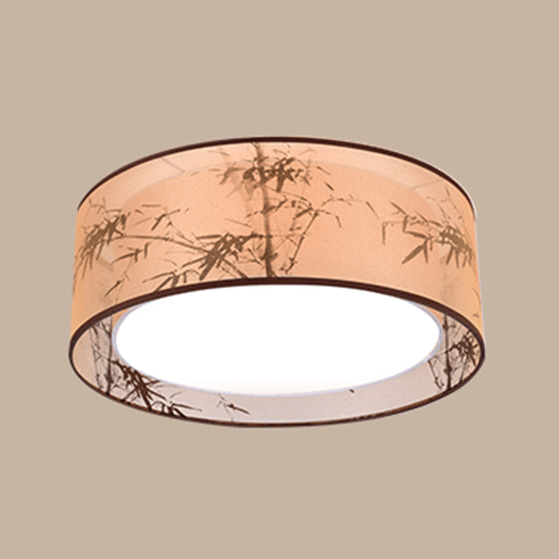 Stampato Tessuto Shade Flush Montaggio Country Style Camera Soffitta Flush Light con Acrylic Diffuser